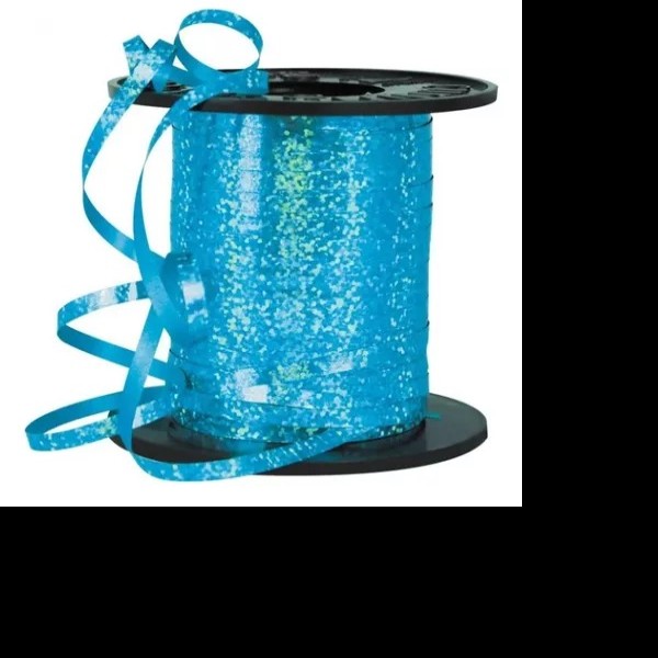 LISTON CURLING 1 HOLOG. AZUL TURQUESA COLOR-S 100M. ROLLO